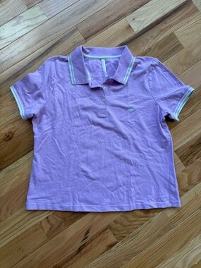 Classic Short Sleeve Polo Top in Light Purple with Contrast Trim NWT